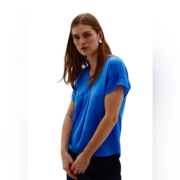 Inwear Copenhagen Rindai Blue V-Neck Blouse, US Size 18 - Picture 4 of 13